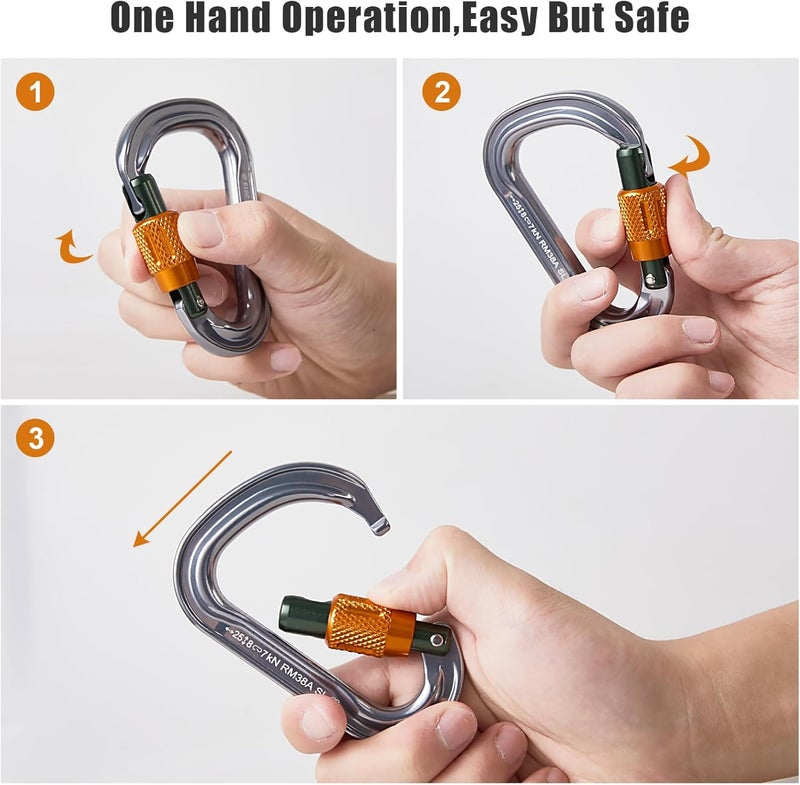 SOB Heavy Duty Steel Carabiner Clips -Auto Locking Climbing Carabiner, Industrial Strength Climbing Hooks for Keychains, Outdoor Gear, Backpacks, Hiking & Camping - Image 4